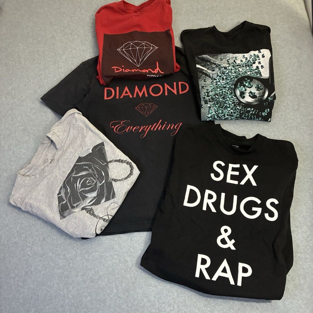 Diamond Supply Co T Shirt Lot Mens Medium Streetwear Graphic Skate Bundle 5